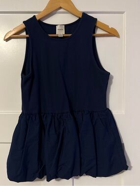 Maeve Navy Sleeveless Peplum Top